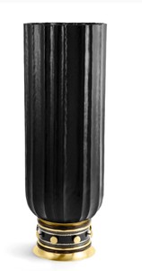 Nuevo último diseño florero de Color negro con diseño de hoja de oro elegante hogar sala de estar florero decorativo en precio bajo - Product Image 6