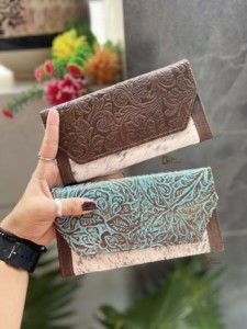 กระเป๋าสตางค์หนังวัวสีเทอร์ควอยซ์ของผู้หญิงกระเป๋าถือแฟชั่นสำหรับผู้หญิงดีไซน์ใหม่ - Product Image 6