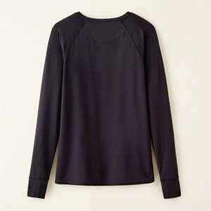 92% Recycled Polyester 8% Spandex Slim Fit Quick Drying Anti Odour Women <b>Black</b> Renew Breathable <b>Long</b> Sleeve Top - Product Image 2