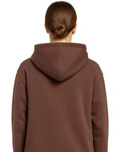 Sudadera con capucha de lana con cremallera completa marrón para mujer con cordón y bolsillos de canguro chaqueta de sudadera cálida informal para uso diario - Product Image 2