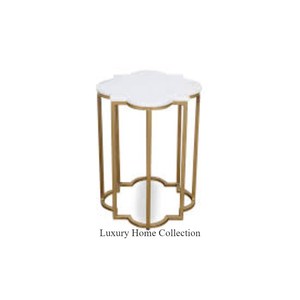 Handmade Luxurious Design Metal <b>Side</b> <b>Table</b> <b>Gold</b> Color Unique Design Latest Arrival Frame With White Color Marble Top Stylish - Product Image 1