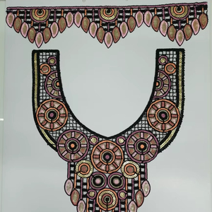 Patchs de cou en filet de dentelle gracieuse avec broderie de fil et de paillettes pour robes saris chemisier robes Kurti-pour vêtements de fantaisie - Product Image 1