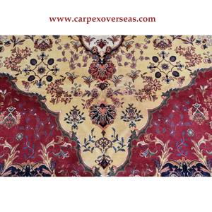 Tapis en laine turque fait à la main de haute qualité jaune Beige rouge Design floral taille personnalisée lavable et résistant aux taches - Product Image 5