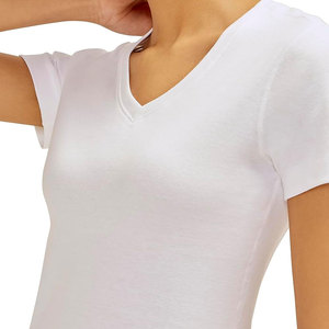 Camiseta informal ligera de algodón/poliéster para mujer, diseño teñido liso de manga corta para mujer, característica comprimida - Product Image 3