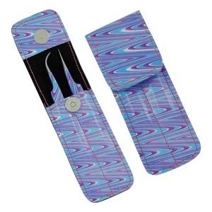 Juego de pinzas de extensión de pestañas de acero inoxidable de 2 piezas con puntas puntiagudas de impresión de papel para mejorar las cejas - Product Image 2