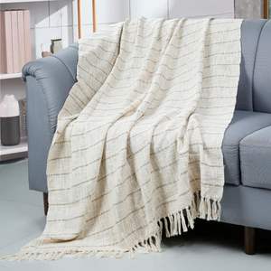 100% Cotton Woven <b>Throws</b> 125x150 cm Decorative <b>Blanket</b> Bed/Sofa Cover Soft Printed Plain Style for Home Use - Product Image 4