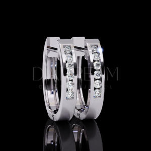 Boucles d'oreilles élégantes en argent sterling 925 avec diamants de laboratoire taille ronde, plaquées argent, serties par tension, bijoux fantaisie pour hommes - Product Image 1