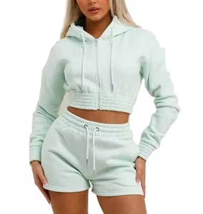 ชุดครอปแบบขาสั้นมีฮู้ดสำหรับผู้หญิงชุดกางเกงขาสั้น2ชิ้นชุดคู่ชุดครอปเกอร์ผู้หญิงกางเกงสองชิ้น2026 - Product Image 4