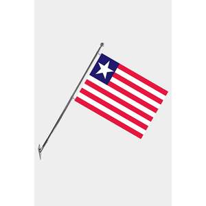 Ensemble de mât de drapeau télescopique en aluminium 3x5 pieds pour la Libéria, avec fanion en satin à impression numérique, à fixation murale pour affichage en agences d'assurance et de voyages - Product Image 1