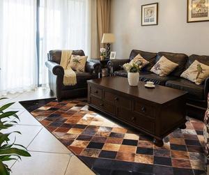 Alfombra hecha a mano de piel de vaca Alfombra de piel de vaca marrón y blanca-Decoración de retales rústicos Alfombras de cuero de vaca - Product Image 5