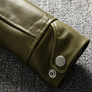 Genuine Leather Men's American Luxury Green Horsehide <b>Slim</b> Fit Regular Coat High Quality Waterproof Windproof Eco-Friendly - Product Image 5