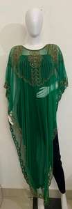 ชุดปอนโช Kaftan ชุดเดรสยาวลูกปัดมือหรูหราสง่างาม - Product Image 5