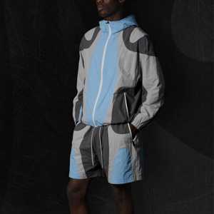 Ensemble coupe-vent short personnalisé de haute qualité Ensembles coupe-vent courts pour hommes d'été Ensemble short unisexe en nylon de couleur fendue - Product Image 1