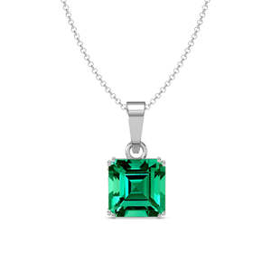 NOVAMART Fine 925 Pure Silver <b>Pendant</b> Necklace for Men & Boys <b>Emerald</b> Cut Diamond Freshwater Pearl Geometric Vintage Style Rhodi - Product Image 1