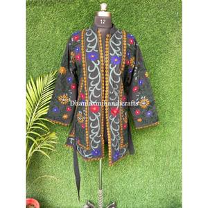 Kimono indio de algodón hecho a mano con cinturón, albornoces con bordado uzbeko, ropa de dormir de invierno Unisex, Kimono, Chaqueta larga, bata de estilo Hippie - Product Image 4