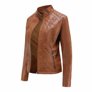 Chaqueta de moda de cuero al por mayor de alta calidad para mujer Oem chaqueta de cuero genuino para mujer - Product Image 2