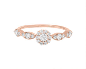 Bague de fiançailles Halo diamant Moissanite 0.50 carats pour femme Bagues diamant or massif ou argent sterling - Product Image 3