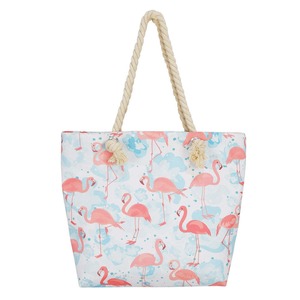 Bolsa de Playa Personalizada con Estampado de Flamenco, Bolsa de Compras de Lona OEM, Tamaño Estándar de Moda para Mujer, Suministro al por Mayor, Regalo de Navidad - Product Image 2