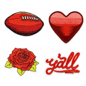 Assortiment de patchs thermocollants brodés en toile PVC écologique à thème rouge pour chapeaux et sacs - Product Image 2