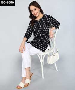 Latest <b>Women</b> Casual and Daily Wear Simple Rayon Co9tton Short <b>Kurtis</b> with Digital Print Summer Wear Cotton Long Sleeve <b>Kurtis</b> - Product Image 6