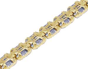 S925 Sterling Silver Yellow Gold Plated VVS Clarity Fashionable Charm Moissanite Round <b>Baguette</b> Diamond <b>Bracelets</b> - Product Image 5