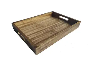 Plateau de service rectangulaire en bois massif, couleur personnalisée, style américain - Product Image 2