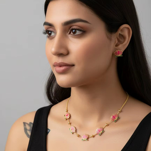 Collier élégant en alliage de zinc plaqué or Boucles d'oreilles de lustre de beauté intemporelles de style ethnique avec zircon - Product Image 1