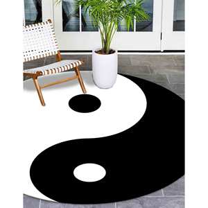 Tapis Yin Yang Circle : Tapis de salon moderne noir et blanc, tapis en chenille - Product Image 2