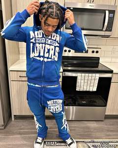 ACID WASHED Distressed Embroidery Custom Logo Heavyweight Flared Sweatpants Tracksuits for Men Wholesale - Product Image 3