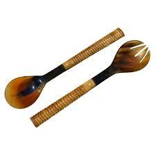 Service à salade en corne de buffle véritable de taille personnalisée de qualité supérieure ensemble de couverts de cuisine et de vaisselle exquis ustensile de service - Product Image 4