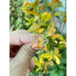 Bague Cocktail Citrine en Argent Sterling 925 Faite à la Main, Bague Statement avec Pierre Précieuse, Fournisseur de Bijoux en Gros - Product Image 2