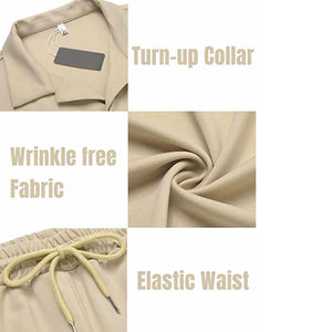 Conjunto de 2 piezas de verano para hombre al por mayor: camisa estampada con botones y pantalones cortos de secado rápido con cordón - Product Image 3