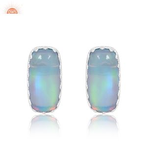 Aurora Opal Sky Shape Beautiful Doublet Gemstone Coussin Shape 925 Sterling Silver Studs For Girls Jewellery Manufacturer - Product Image 5