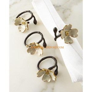 Maravilloso anillo de sujeción de tejido de diseño de abeja de miel pulida en oro Vintage clásico superventas servilletero de mesa de indio - Product Image 6