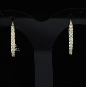 Pendientes de aro de Plata de Ley 925 de nuevo diseñador con diamantes cultivados en laboratorio de claridad VVS de corte redondo - Product Image 2