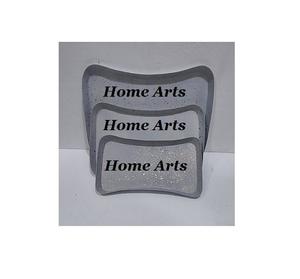 Plateau de nourriture de couleur argent de conception classique plateau de service de café de thé d'acier inoxydable fait à la main avec des poignées de fer en vrac - Product Image 2