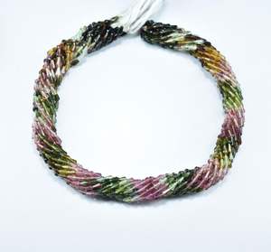 Cuentas de gotas de pera facetadas de turmalina multicolor natural para la fabricación de joyas, piedras de doble corte, piedras cortadas a cuadros - Product Image 1