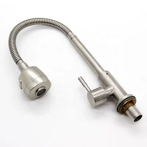 工場<span class=keywords><strong>304</strong></span>ステンレス鋼製シングルハンドル360度回転式二機能蛇口ワイヤードローイング冷水スプレーヤーキッチンシンクミキサー - Product Image 1