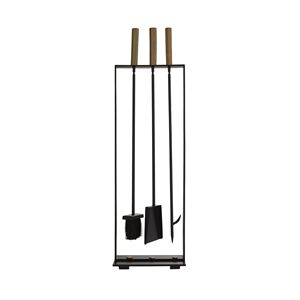Ensemble personnalisé d'outils de compagnon de cheminée de grande taille Kit d'outils pour foyer et support de foyer au design moderne entièrement noir - Product Image 4