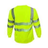 T-shirt de sécurité à manches longues en tissu de bambou haute visibilité orange avec poche poitrine T-shirt de construction à bande réfléchissante segmentée