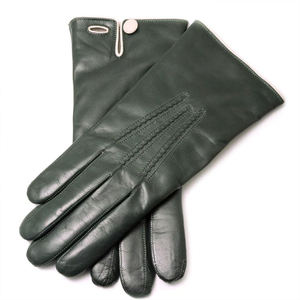 Premium vert foncé en cuir véritable robe gants doux doublé chaud élégant hiver extérieur respirant écologique écran tactile main - Product Image 1