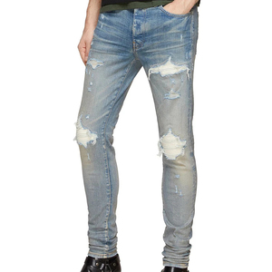 กางเกงยีนส์ผ้ายีนส์ผ้ายีนส์รัดรูปสำหรับผู้ชายผ้าคอตตอน100% แห้งเร็วออกแบบได้ตามต้องการขนาดพลัสไซส์ - Product Image 1