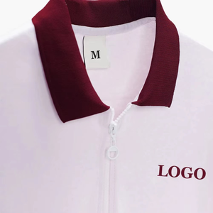 Polo à fermeture éclair contrastée avec logo personnalisé Vente en gros Nouveau design de logo personnalisé Chemises polo Slim Fit à manches courtes pour hommes - Product Image 3