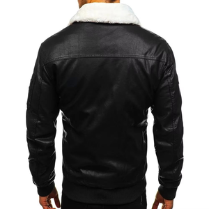 Chaqueta de Cuero para Hombre, Fabricada Profesionalmente, Transpirable, Cómoda, con Cuello Alto, Estilo Casual, para Exteriores, Invierno - Product Image 2