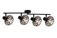 Lampes de plafond à rail en fer noir de style cage rétro à têtes multiples, support E14 réglable, projecteurs industriels pour la décoration intérieure