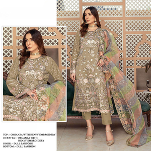 Organza lourd avec broderie Style pakistanais Semi-cousu Salwar Kameez Vêtements traditionnels pour collection pakistanaise - Product Image 4