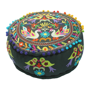 Vente en gros de pouf indien Suzani brodé à la main pouf ottoman au design moderne décoration de la maison salon tissu style artistique - Product Image 1