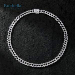 Gran oferta, cadena de eslabones cubanos de corte Baguette de 10mm de Plata de Ley 925 para hombres, joyería de moissanita - Product Image 5