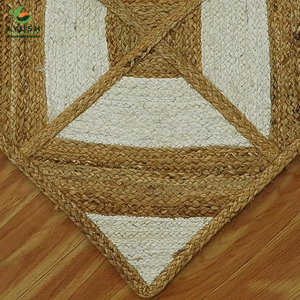 พรมปูพื้นทรงสี่เหลี่ยมทำจากวัสดุปอกระเจาและผ้าฝ้ายพรมถักด้วยมือแบบกำหนดเองสำหรับห้องนั่งเล่น - Product Image 4