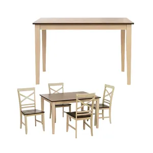 Лидер продаж, традиционный обеденный стол 1 + 4, набор из цельного дерева, мебель для столовой, один обеденный стол, четыре стула